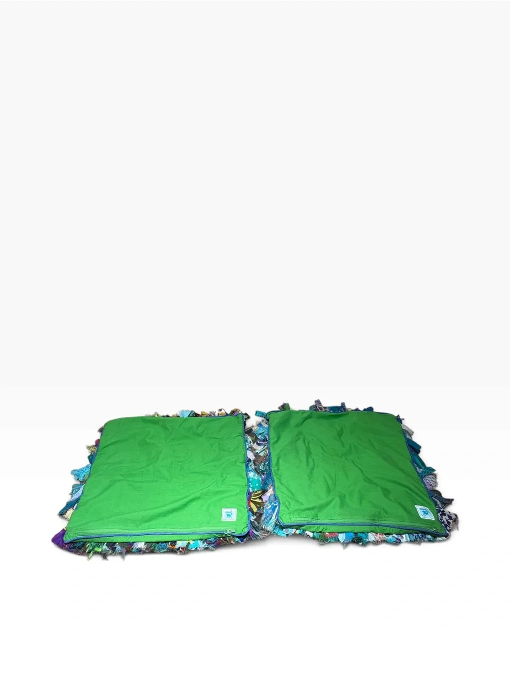 Set of 2 KARMA LIVING Shaggy Peacock Pillow Covers Boho 18” Square